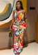 Women Halter Collar Sleeveless Color-Blocked Jumpsuit