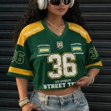Women's Fashionable Print Short Sleeves Cropped T-Shirt