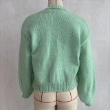 Women Plush Daisy Knitting V-Neck Top Sweaters