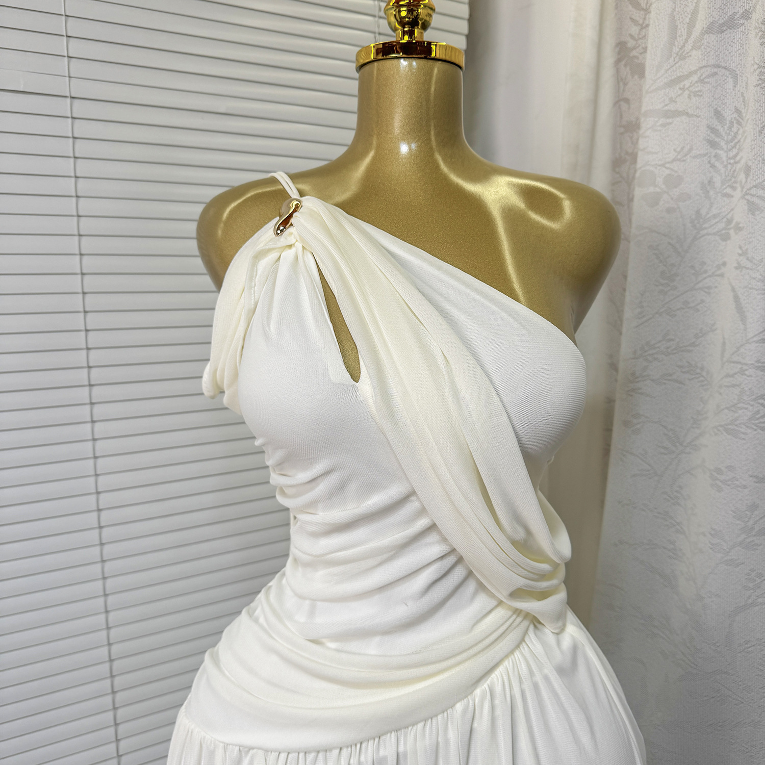 Slash Shoulder Knot Off-Shoulder Maxi Dress for Summer