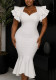 Women Summer Ruffled Formal Party Fishtail Dresses Bodycon Dress
