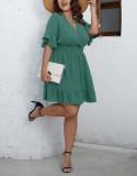Plus Size Women Short-Sleeve Solid Dress