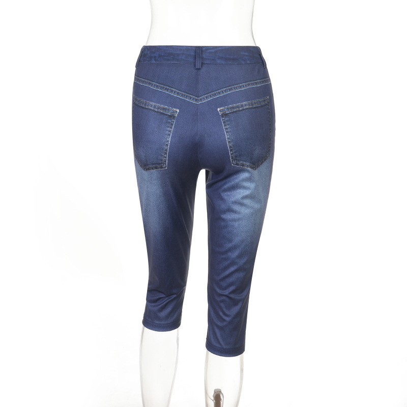 Stretchy Denim Capri Pants for Summer Casual Wear