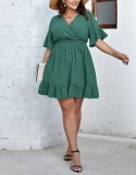 Plus Size Women Short-Sleeve Solid Dress