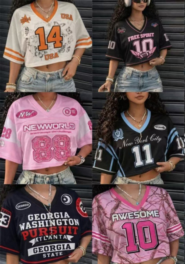 Women's Fashionable Print Short Sleeves Cropped T-Shirt