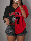 Women Summer Casual V-Neck Short-Sleeved Printed T-Shirt