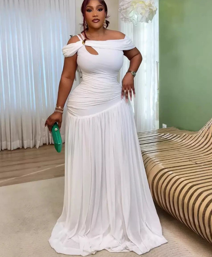 Slash Shoulder Knot Off-Shoulder Maxi Dress for Summer