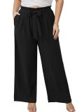 Plus Size Women Wide-Leg Tie-Waist Pant