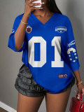 Women Summer Casual V-Neck Short-Sleeved Printed T-Shirt