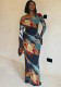 Women Printed Asymmetrical Slash Shoulder One-Shoulder Long-Sleeve Bodycon Dress
