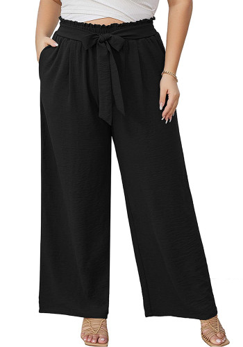 Plus Size Women Wide-Leg Tie-Waist Pant