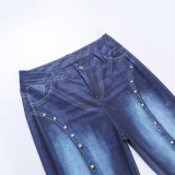 Women Summer Stretchy Denim Capri Pants