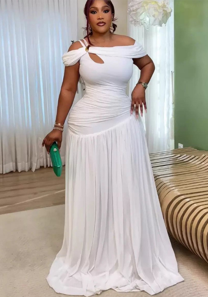 Slash Shoulder Knot Off-Shoulder Maxi Dress for Summer