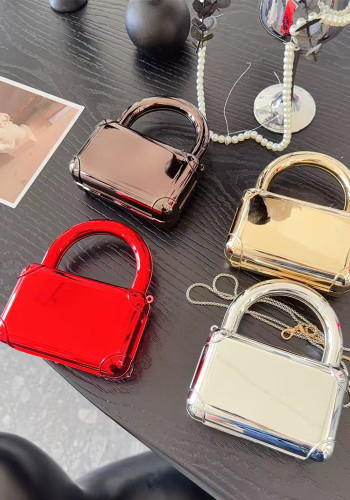 Women Cocktail Solid Glossy Square Handbag