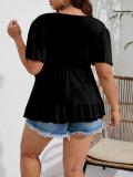 Women Spring/Summer Solid Short-Sleeve T-Shirt Top