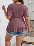Women Spring/Summer Solid Short-Sleeve T-Shirt Top