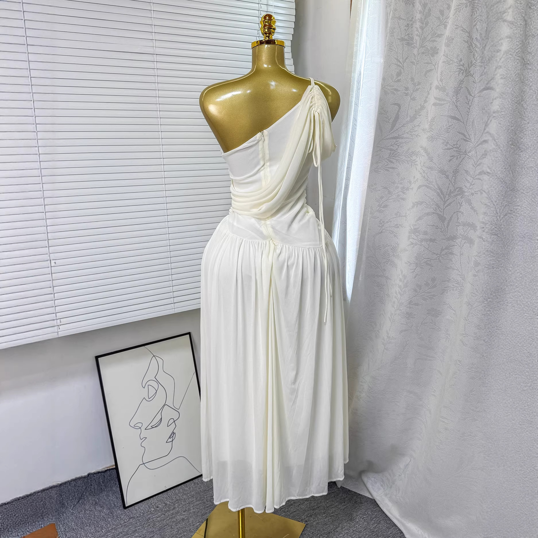 Slash Shoulder Knot Off-Shoulder Maxi Dress for Summer