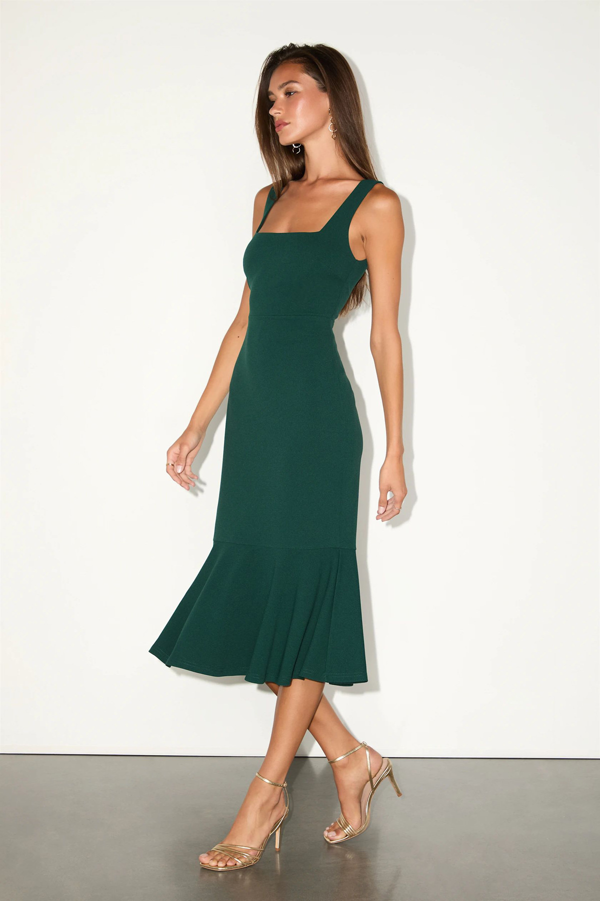 Solid Camisole Fishtail Bodycon Dress for Evening Wear
