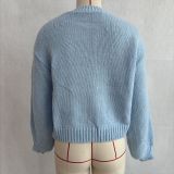 Women Plush Daisy Knitting V-Neck Top Sweaters