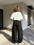 Women's Fashionable Lip Letter Print Washed Cuffed Sweatpants