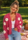 Women Plush Daisy Knitting V-Neck Top Sweaters