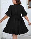 Plus Size Women Short-Sleeve Solid Dress