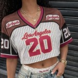 Women's Fashionable Print Short Sleeves Cropped T-Shirt