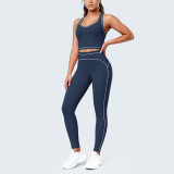 Women Color-Blocked Yoga Tank Top and Pant Two-Piece Set