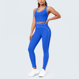 Women Color-Blocked Yoga Tank Top and Pant Two-Piece Set