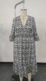 Plus Size Women Printed Short-Sleeve Maxi Dress