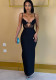 Women Solid Backless Sexy Slit Bandeau Bodycon Dress