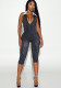 Women Autumn Sexy V Neck Backless Striped Capri Jumpsuit