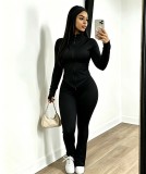 Women's Casual Sexy Tight-Fitting Long-Sleeve Bell-Bottom Three-Piece Pants Set