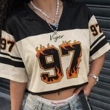 Women's Fashionable Print Short Sleeves Cropped T-Shirt