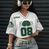 Women's Fashionable Print Short Sleeves Cropped T-Shirt