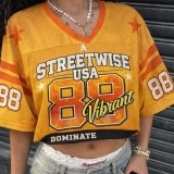 Women's Fashionable Print Short Sleeves Cropped T-Shirt