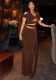 Women solid-color cut-out and lace-up halter neck party bodycon dress