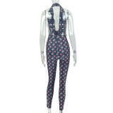 Women sleeveless V-neck jumpsuit