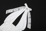 Women Summer Sexy Lace Patchwork Halter Neck Dress