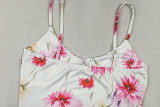 Women sleeveless U-neck and spaghetti straps  printed dress