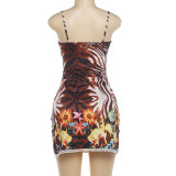Women Summer V-Neck Spaghetti Strap Asymmetrical Slit Dress