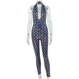 Women sleeveless V-neck jumpsuit