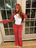Women Letter-Print Raglan Yoga Set Long-Sleeve Top & Pants with Headband
