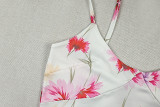Women sleeveless U-neck and spaghetti straps  printed dress