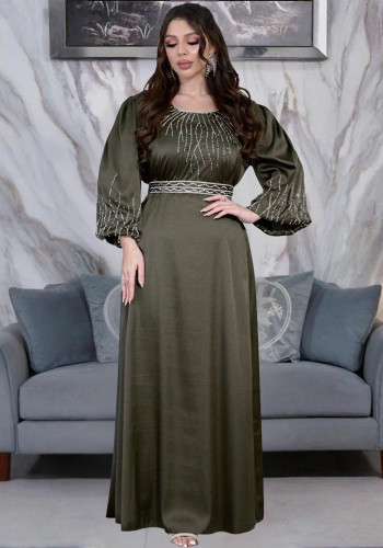 Women beaded evening maxi dress with belt