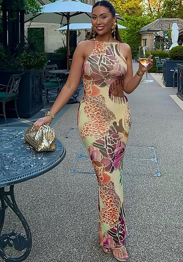 Printed Strapless Bodycon Dress for Summer Clubwear