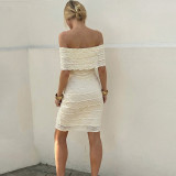 Women Summer Elegant Solid Lace Patchwork Dress