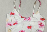 Women sleeveless U-neck and spaghetti straps  printed dress