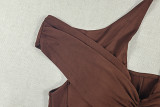 Women solid-color cut-out and lace-up halter neck party bodycon dress