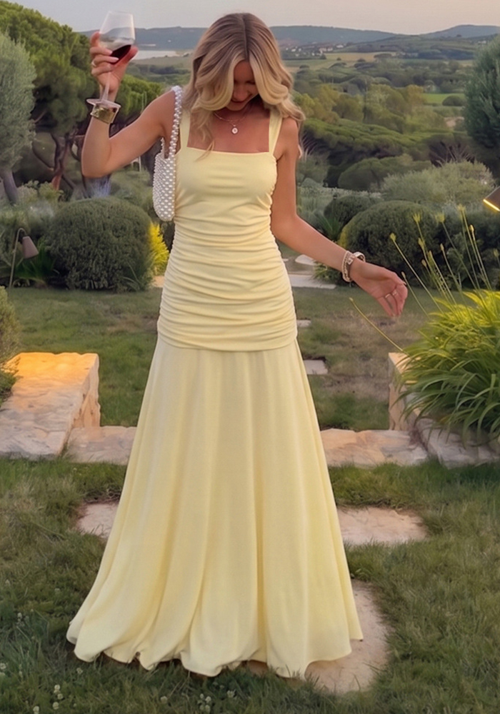Solid Sleeveless Camisole Dress for Summer Casual